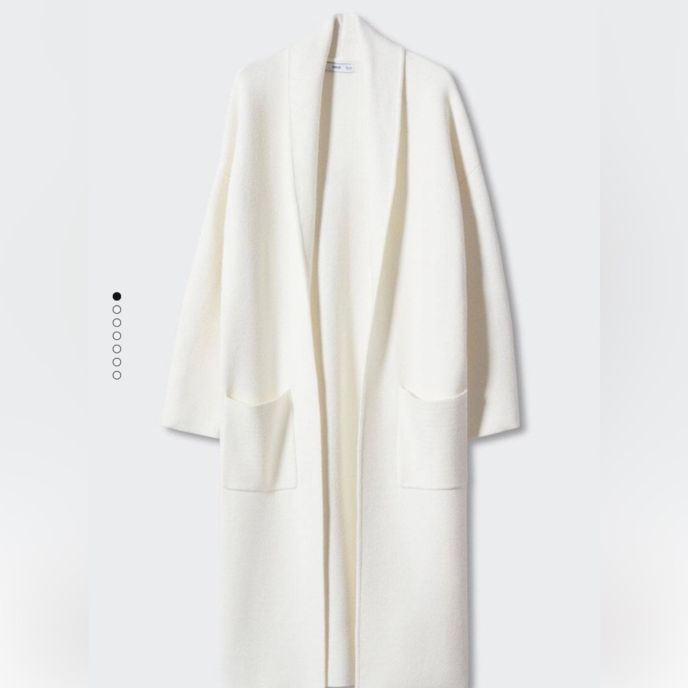 Mango Oversized knitted coat with pockets cream/white XL